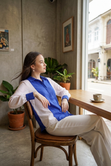 Women Blue Colour Blocked Casual Shirt