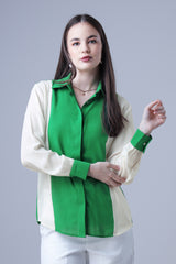 Women Yellow Colour Blocked Casual Shirt
