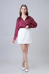 Plain Jam Purple Luxurious Satin Shirt For Women