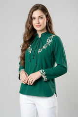 Gorgeous Thread Handwork Mendrian Collar Top
