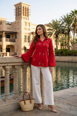 Hot Red Energy | Premium HandWork Women Shirt