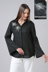 Signature Boardroom Black Shirt With Elegant Handwork