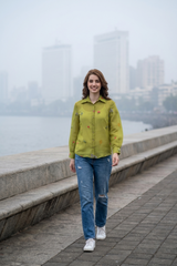 Sprint Yellow Thread Work Floral Motifs Womens Shirt