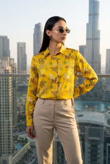 Cyber Yellow Tiger Printed Shirt