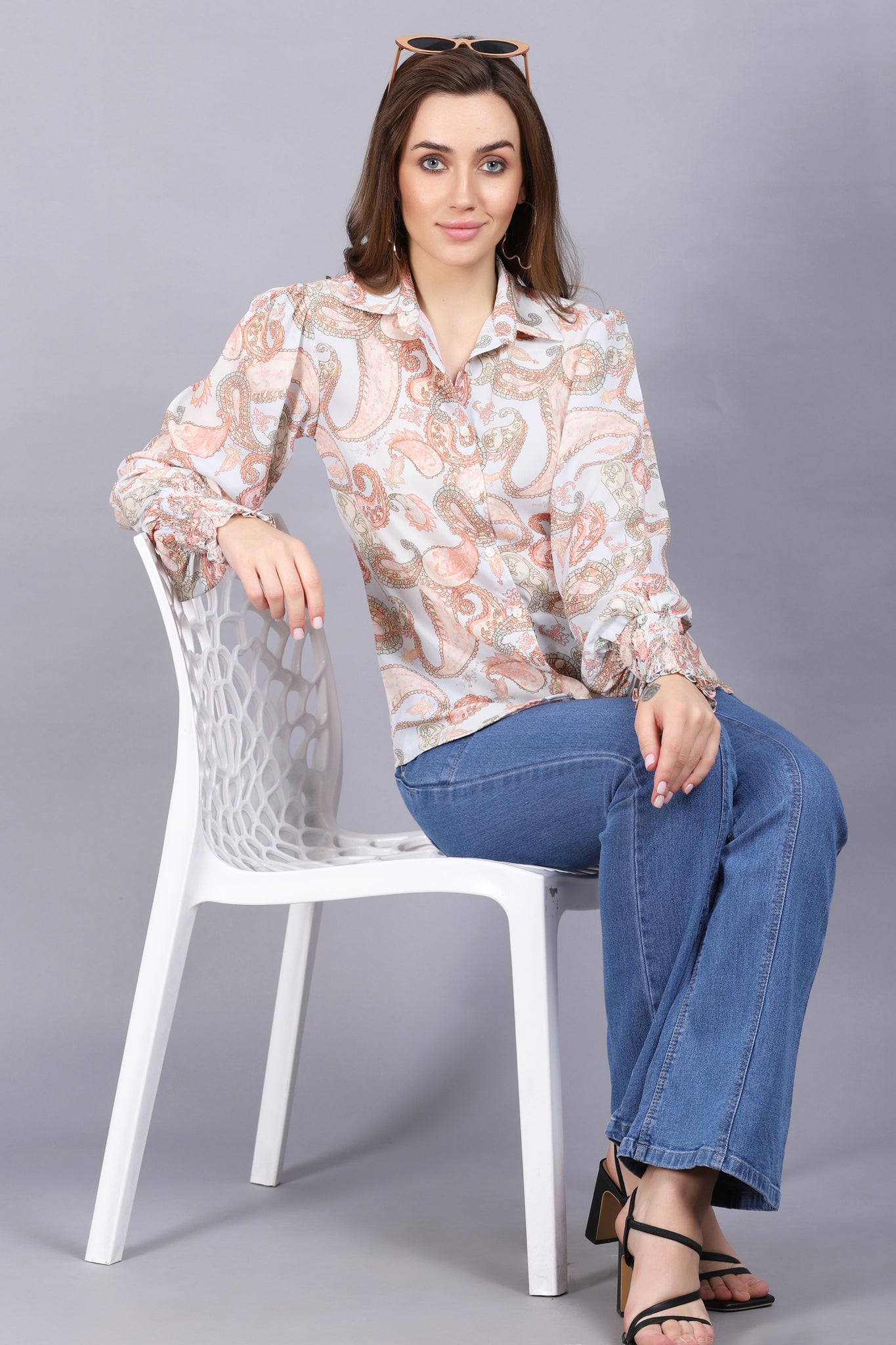 Vintage Paisley Trendy Sleeve Shirt For Women