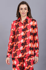 Red Retro Shirt For Women