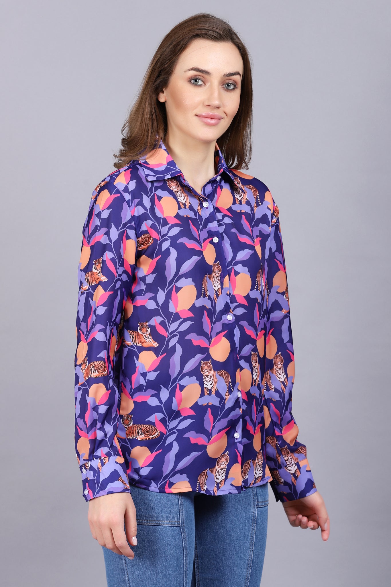 Exclusive Tiger Printed Shirt For Women