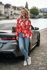 Stunning Floral Pleated Shirt For Women
