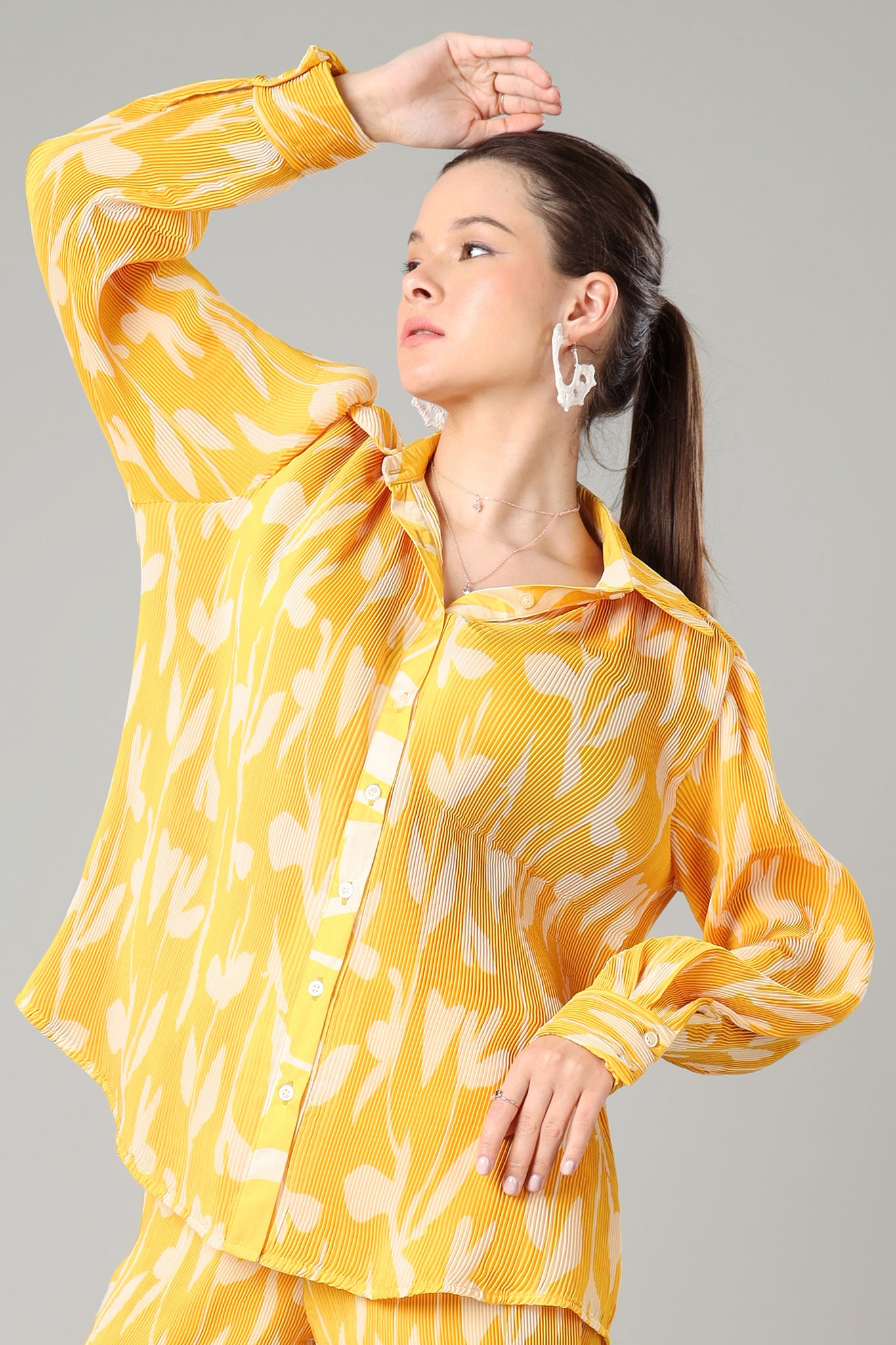 Attractive Floral Pleated Shirt For Women
