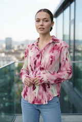 TIe And Dye Pleated Shirt Top For Women