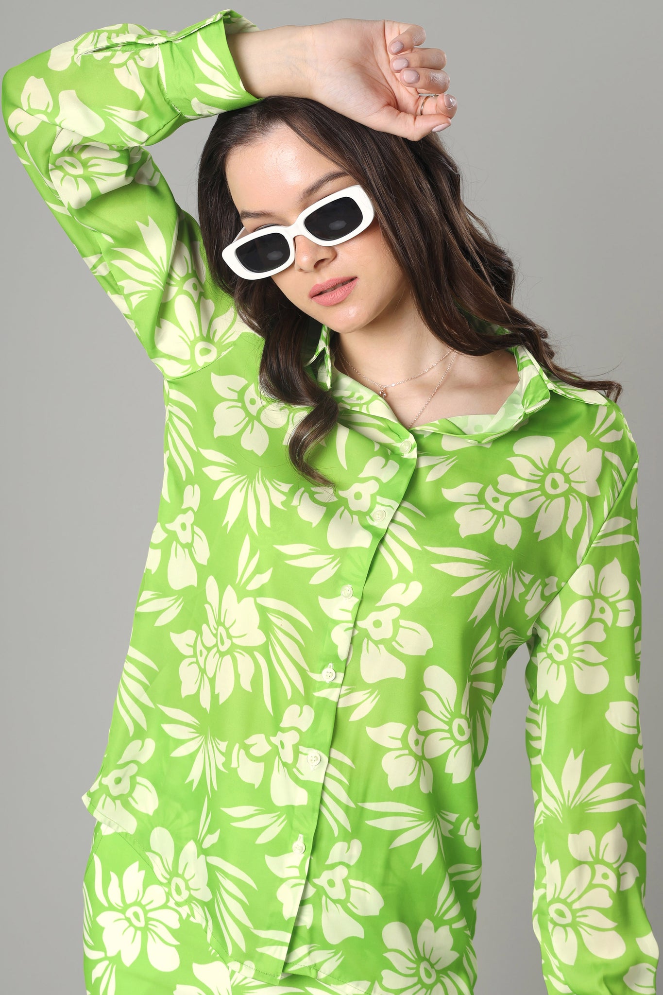 Smart Neon Floral Shirt For Women