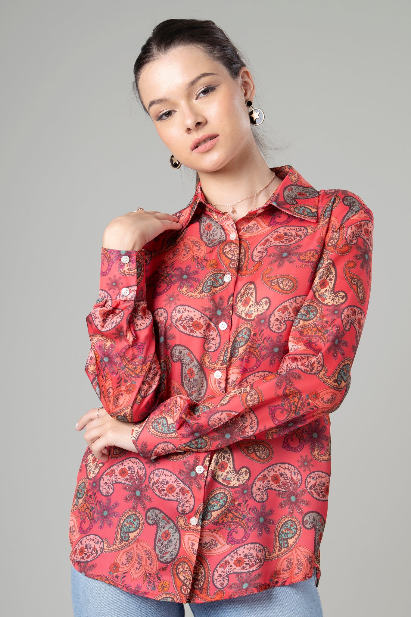 Abstract Paisley Shirt For Women