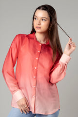 Trendy Red Ombre Shirt For Women