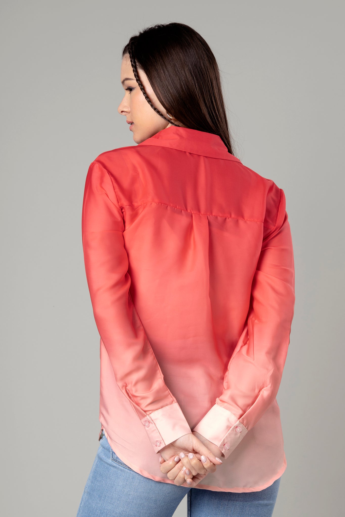 Trendy Red Ombre Shirt For Women