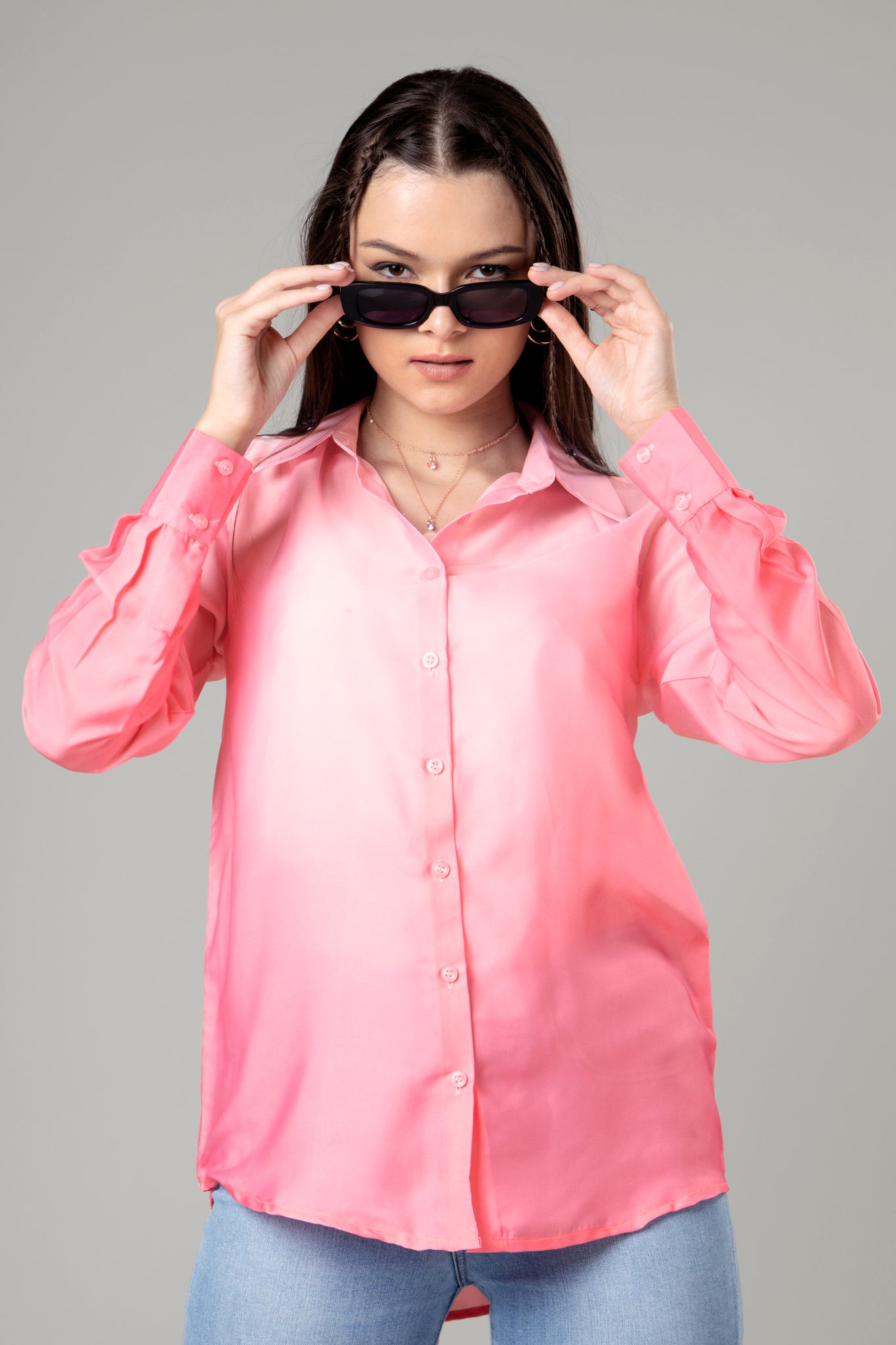 Trendy Pink Ombre Shirt For Women