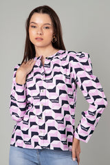 Trendy Emblem Puff Shirt For Women