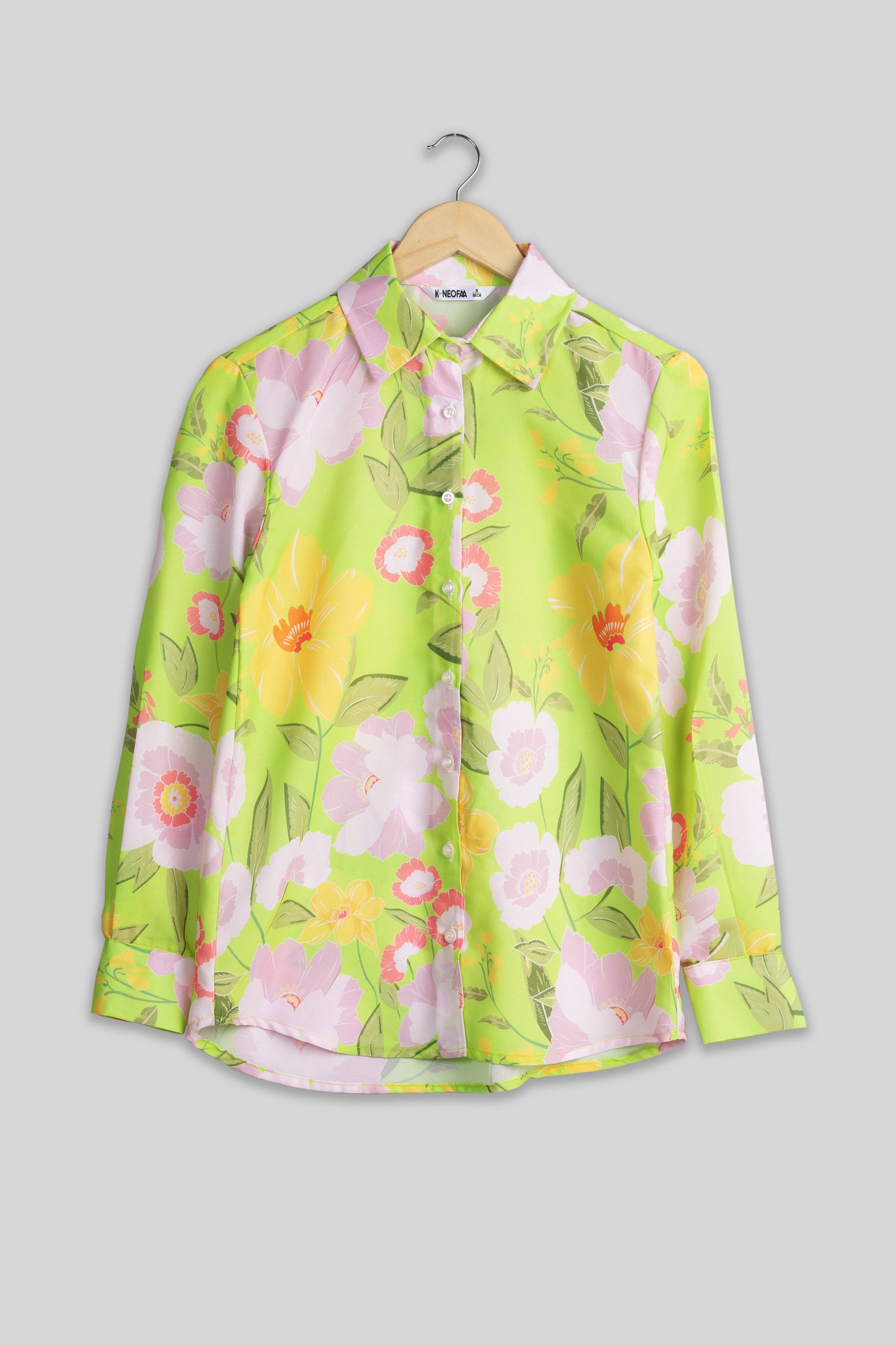 Lime Floral Shirt For Women