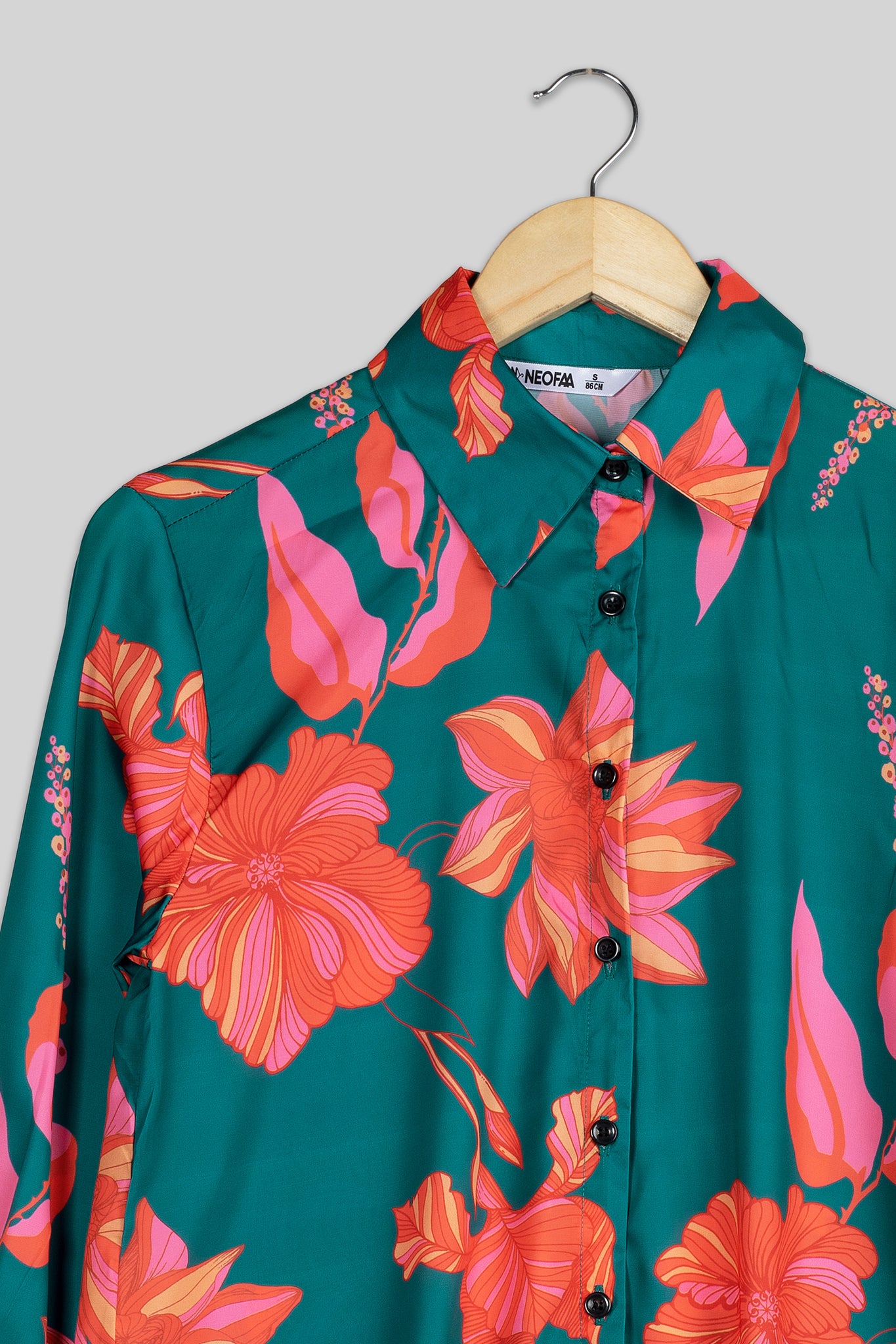Majestic Green Floral Shirt For Women