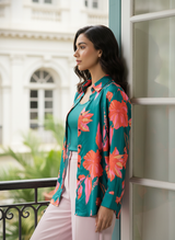 Majestic Green Floral Shirt For Women