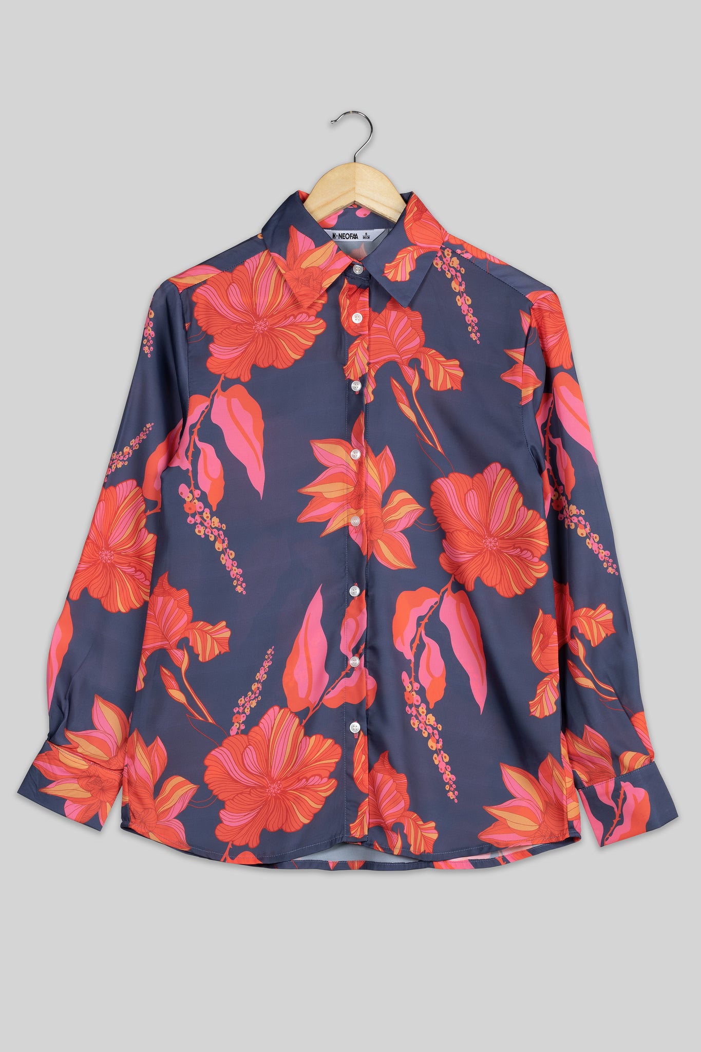 Majestic Blue Floral Shirt For Women