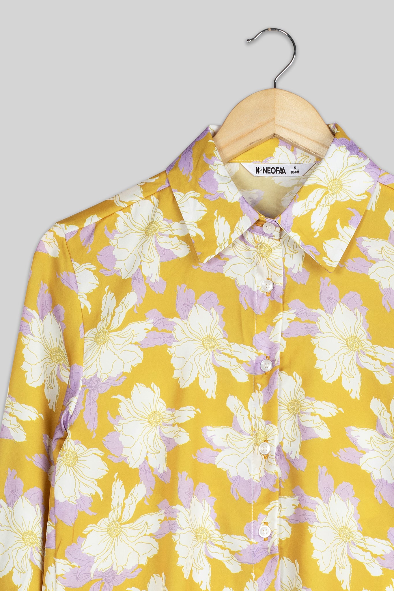 Beautiful Yellow Floral Shirt For Women