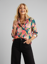 Vintage Green Floral Shirt For Women