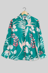 Vintage Green Leafage Shirt For Women