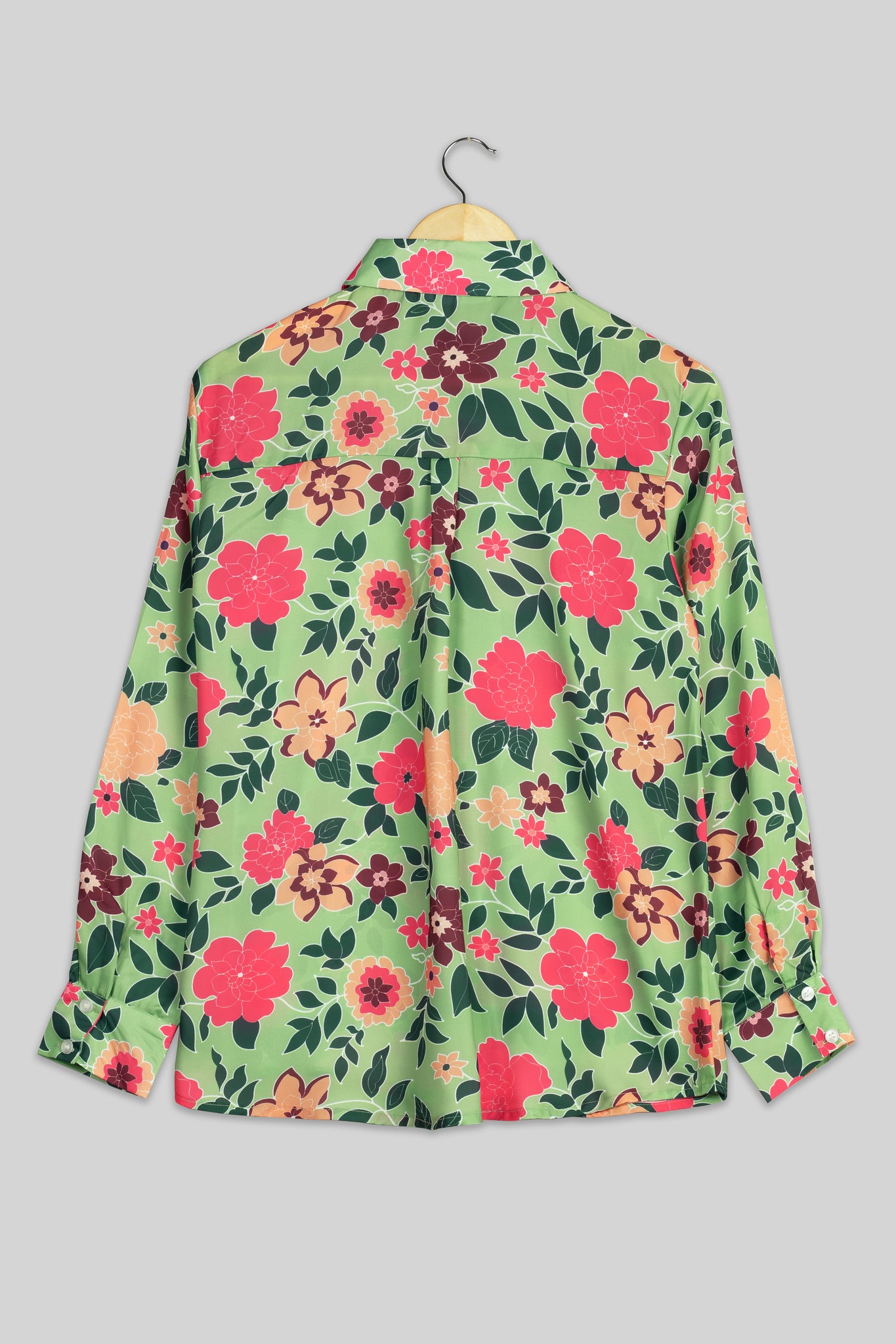 Vintage Green Floral Shirt For Women