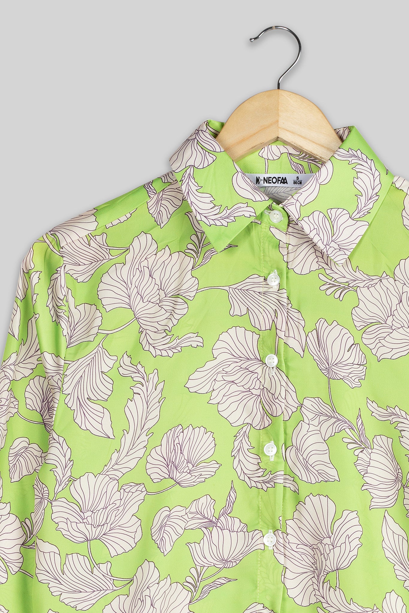 Ancient Green Floral Shirt For Women