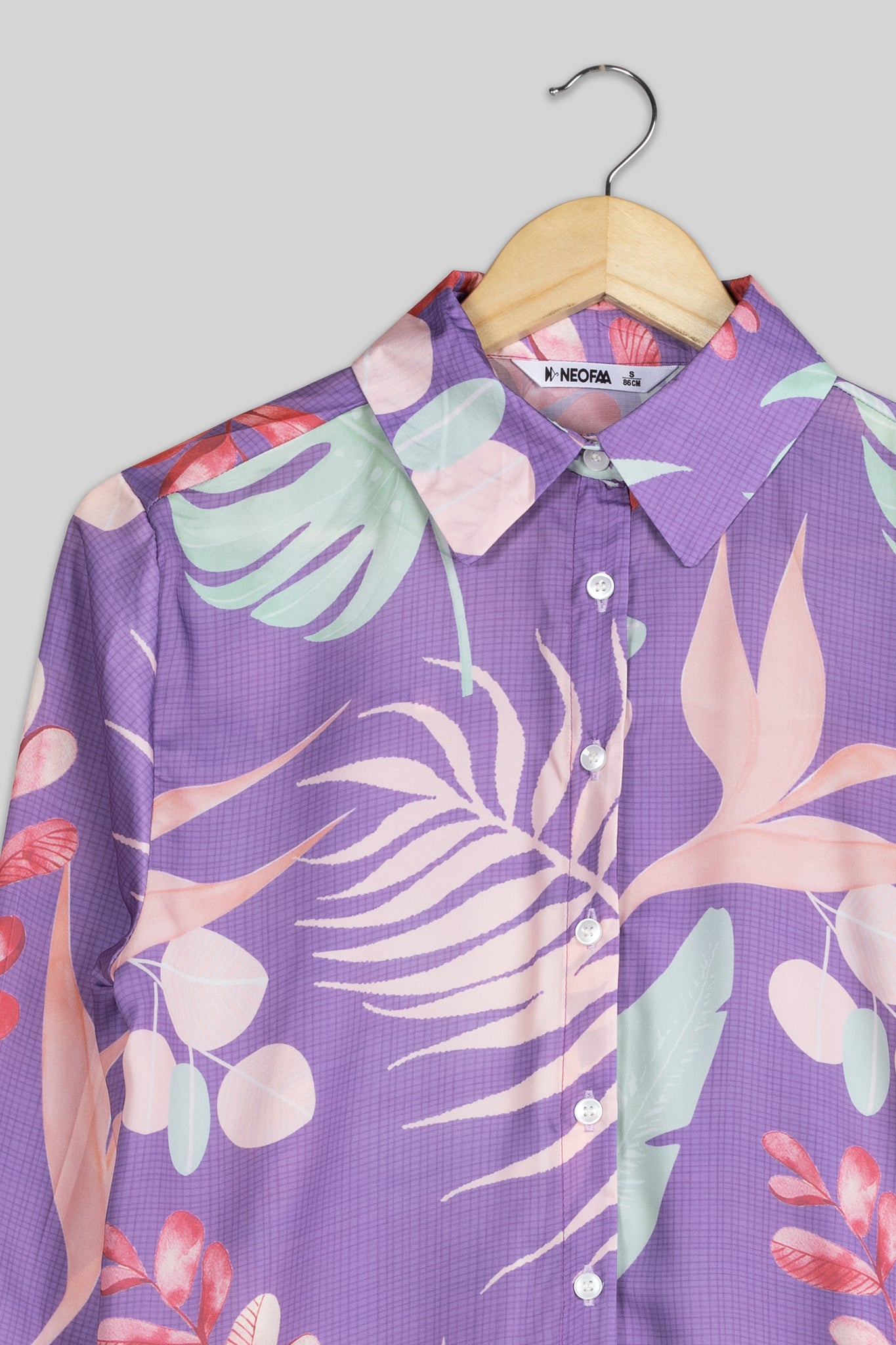 Vintage Purple Leafage Shirt For Women