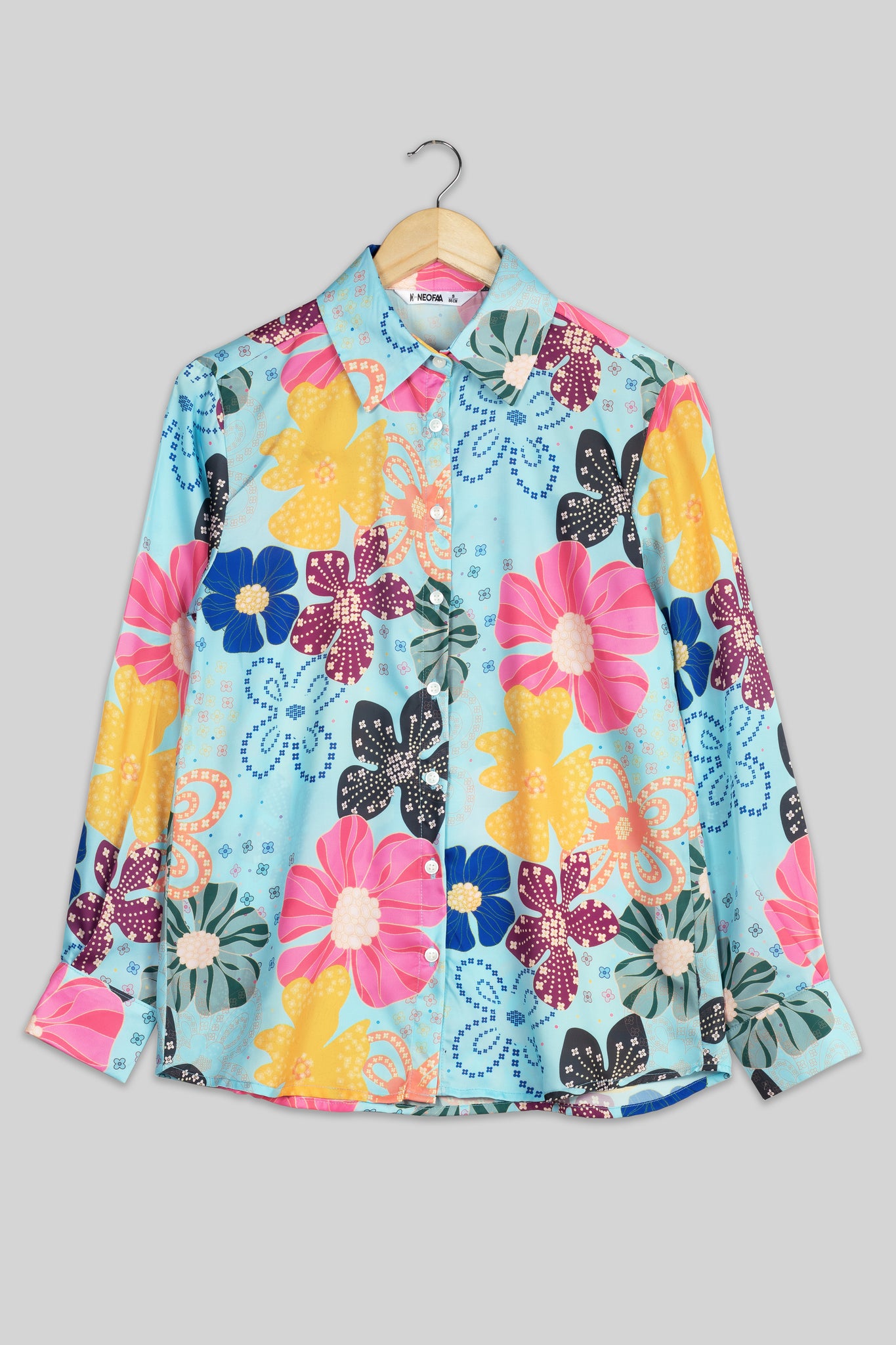 Trendy Blue Floral Shirt For Women