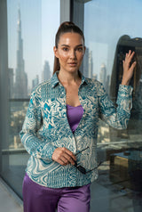 Abstract Beige Shirt For Women