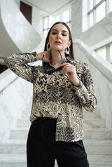 Abstract Black Shirt For Women