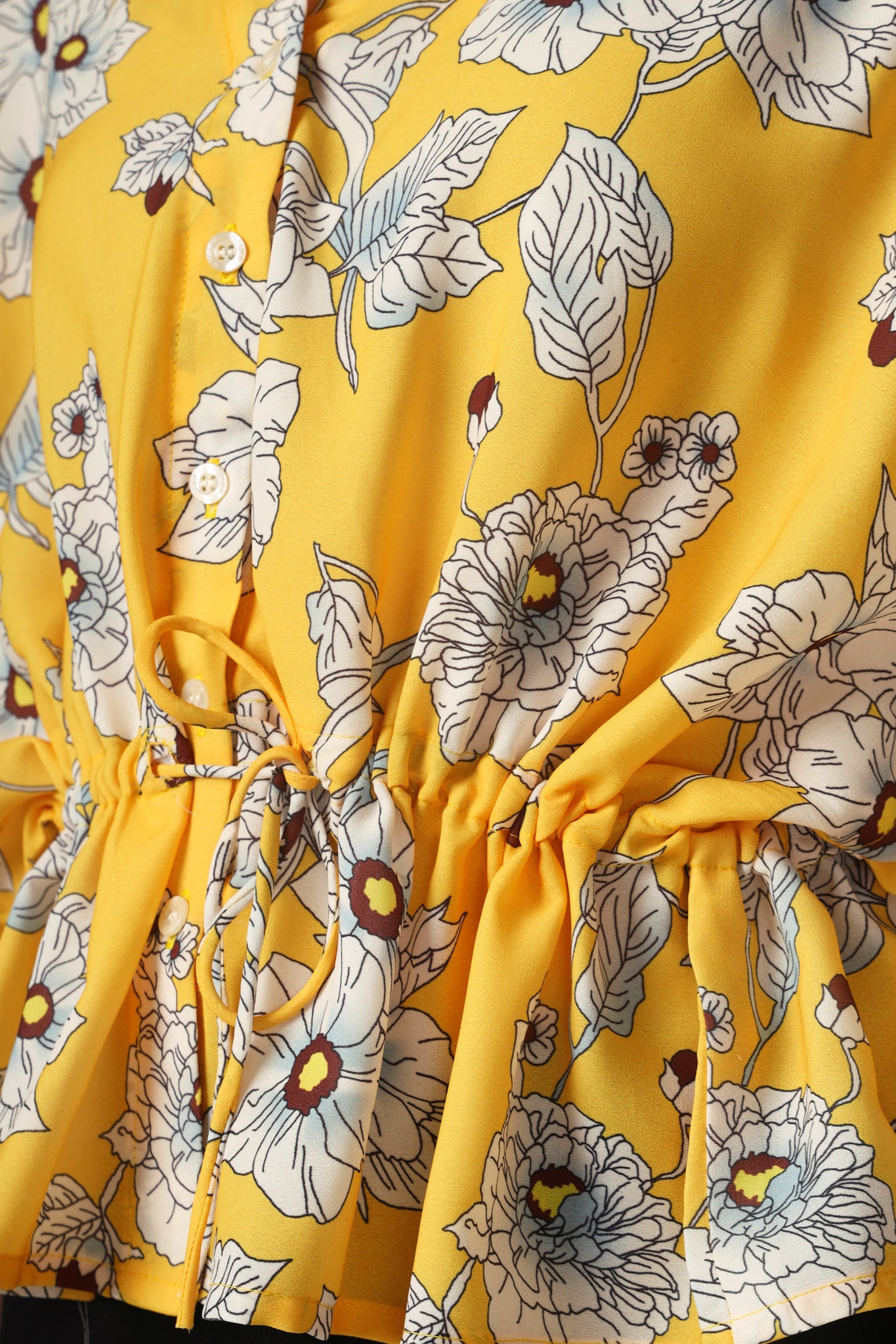 Vintage Yellow Floral Top For Women