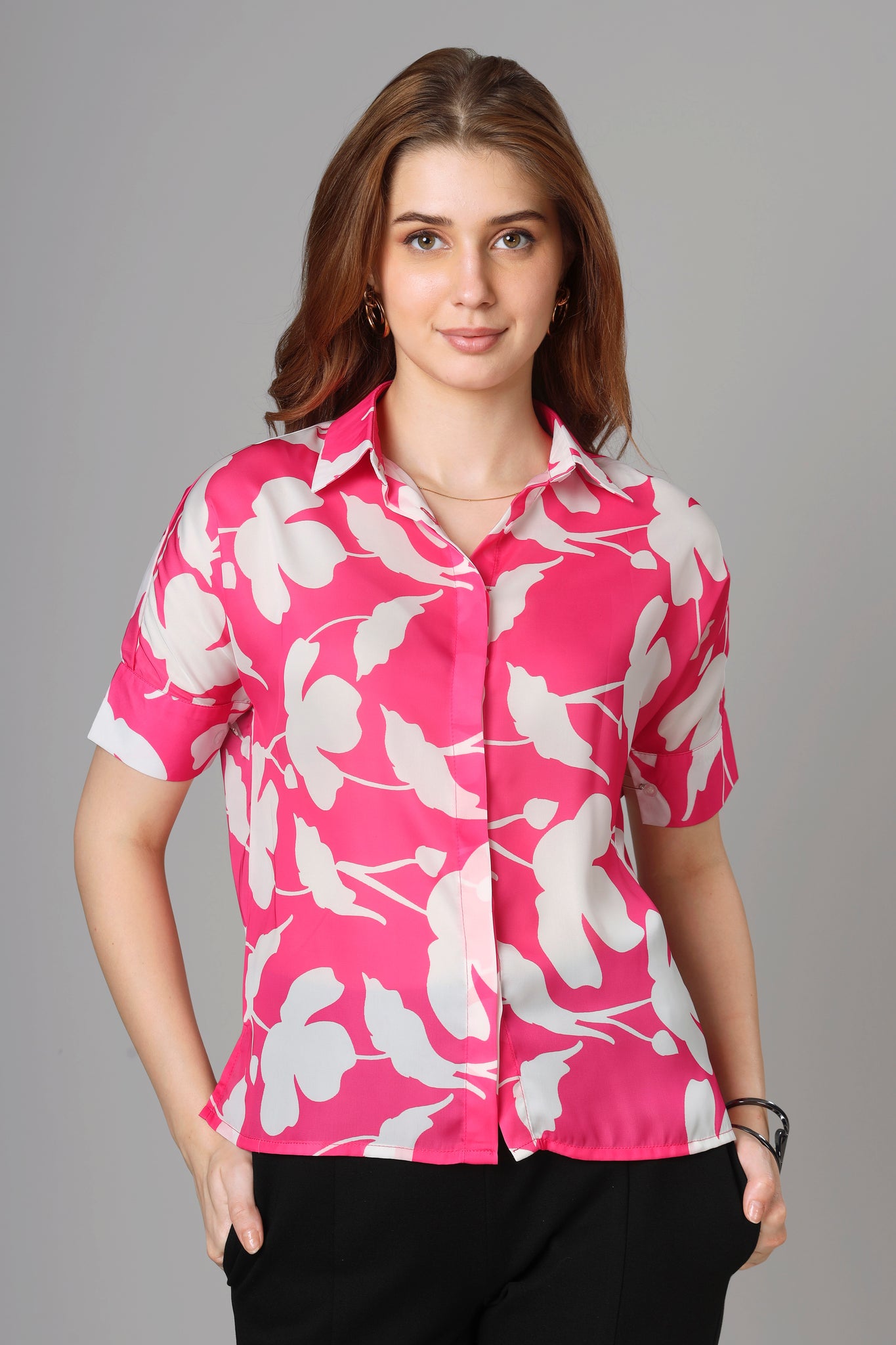 Attractive Pink Floral Top For Women