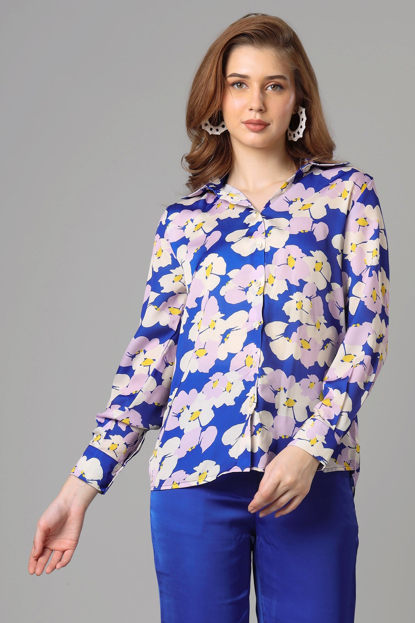 Attractive Royal Floral Shirt For Women