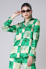 Women Green Regular Fit Checked Casual Shirt