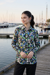 Women Abstract Printed Spread Collar Casual Shirt