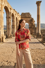 Wardrobe Red Floral Roll Up Sleeve Cotton Shirt