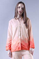 Ombre Geometric Velvet Shirt For Women