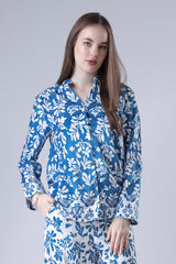 Seamless Royal Floral Velvet Shirt For Women