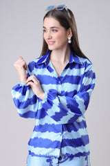 Royal Stripes Collar Neck Shirt For Women