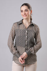 Trendy Black Geometric Golden Shirt