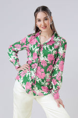 Vintage Floral Women's Regular Fit Spread-Collar Shirt
