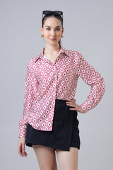 Geometric Luxurious Satin Shirt For Women