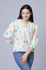 Swatantra Edit : Tri-Color Floral V-Neck Top For Women