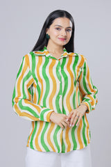 Swatantra Edit : Shirt - Her Story in Saffron, White And Green