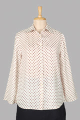 Polka Dot Bell Sleeve Shirt For Women