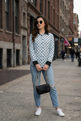 Black Polka Dot Womens Regular Fit Spread-Collar Shirt