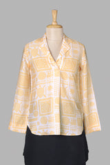 Ethnic Notched Collar Full Sleeve Top For Women